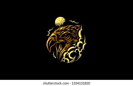 Golden Eagle Head Vector T-shirt Design Illustration