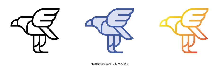 golden eagle icon. Linear, Blue Fill and Gradient Style Design Isolated On White Background