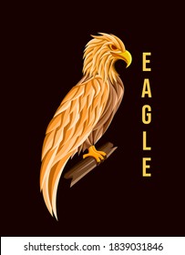 golden eagle illustration. for clothing or poster design.