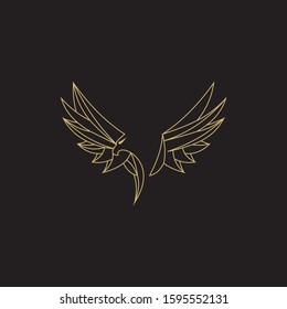 Golden eagle line vector logo template