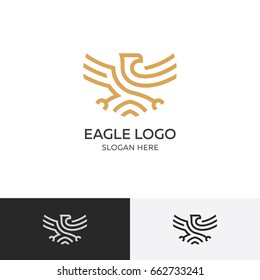 Golden eagle logo concept - vector illustration template, emblem design on a white background. EPS 10