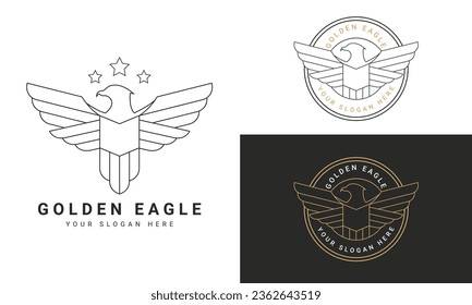 Golden Eagle Logo Design Power Symbol Logotype Bird Wings