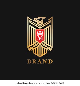 Golden Eagle Logo Illustration, Suitable for Club, Community, Security and Other Company