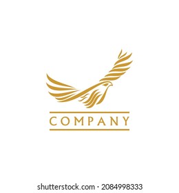 A golden eagle logo, made simple and minimalistic. Perfect for your company logo.