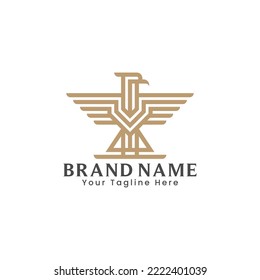 Golden eagle logo is perfect for security logos, technology, internet, sports, media, entertainment etc