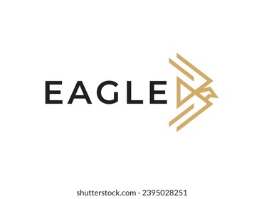 golden eagle logo set with linear style illustration vector design.