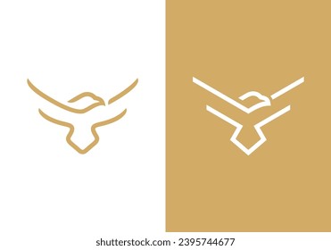 golden eagle logo set with linear style illustration vector design.