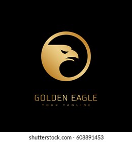 Golden eagle logo template design. Vector illustration.