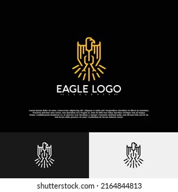 Golden eagle logo vector illustration design modern. creative design template.