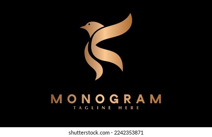 Golden eagle logo vector monogram template