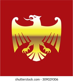 Golden Eagle on red background Vector Art