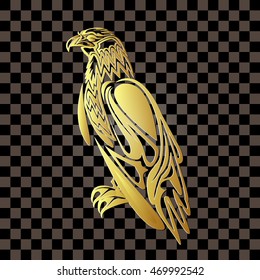 Golden eagle on a transparent background. vector illustration