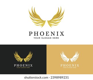 Golden eagle phoenix wings logo