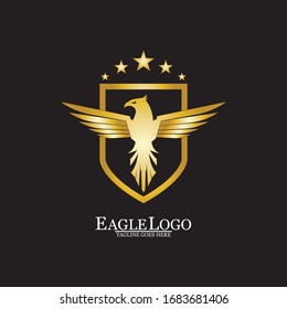 Golden Eagle with Shield logo design