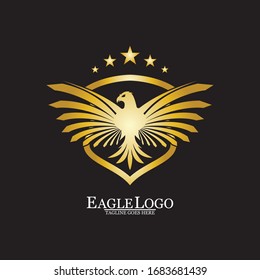 Golden Eagle with Shield logo design