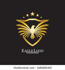 Golden Eagle with Shield logo design