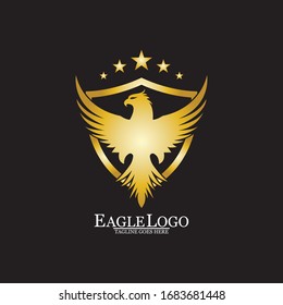 Golden Eagle with Shield logo design