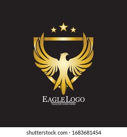 Diseño del logotipo Águila dorada con escudo