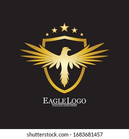 Golden Eagle with Shield logo design