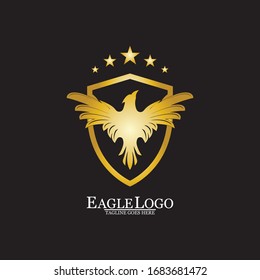 Golden Eagle with Shield logo design