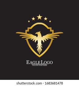 Golden Eagle with Shield logo design