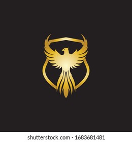 Golden Eagle with Shield logo design