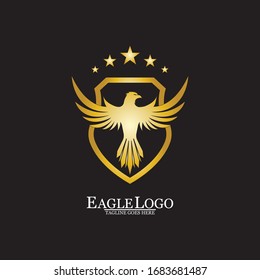 Golden Eagle with Shield logo design