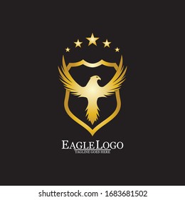 Golden Eagle with Shield logo design