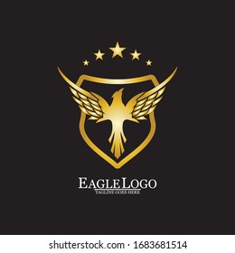 Golden Eagle with Shield logo design