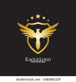 Golden Eagle with Shield logo design