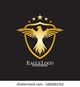 Golden Eagle with Shield logo design