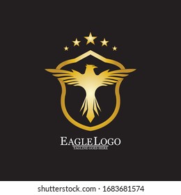 Golden Eagle with Shield logo design