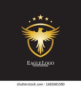 Golden Eagle with Shield logo design