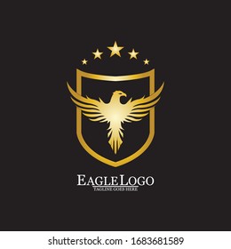 Golden Eagle with Shield logo design