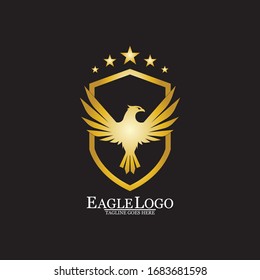 Golden Eagle With Shield Logo Design