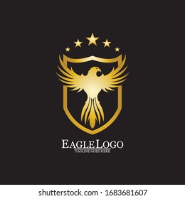 Golden Eagle with Shield logo design