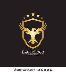 Golden Eagle with Shield logo design