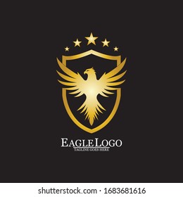 Golden Eagle with Shield logo design