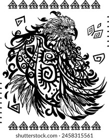 Golden eagle t shirt print, kazakh art, tattoo style 