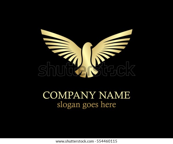 Golden Eagle Wing Gold Logo Stock Vector Royalty Free