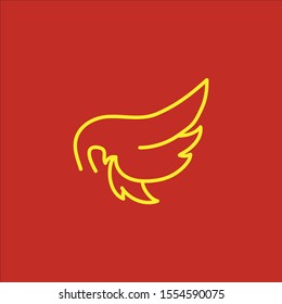 Golden eagle wings vector art on red background 