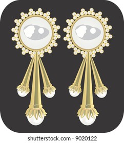 golden ear ring with pearl	