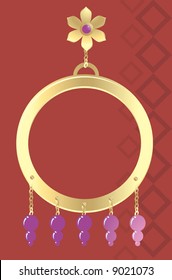 golden ear ring with pink pearl	