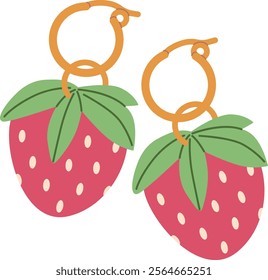 Golden earrings with strawberries gemstone