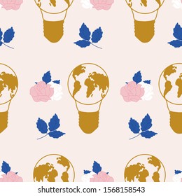 Golden earth and roses in a seamless pattern design, perfect to use on the web or in print