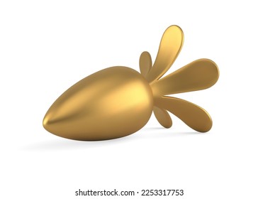 Golden Osterkarott Premium bauble 3D Ikone Dekor Element für festliche Feiertage realistische Vektorgrafik. Glossy agriculture Gemüse essbare pflanzliche kreative Ernte vegetarische Lebensmittel Spielzeug einzeln