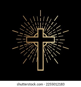 Golden Easter Cross With Sunburst