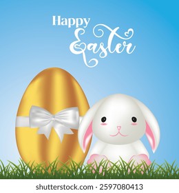 golden easter egg with bunny