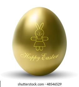 Golden Easter Egg with Bunny Sign (Vector)
