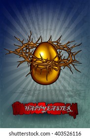 Golden Easter Egg With Crown Of Thorns In Realistic Style